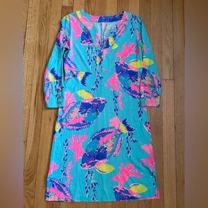 Lilly Pulitzer Turquoise Floral-Print V-Neck Midi Dress